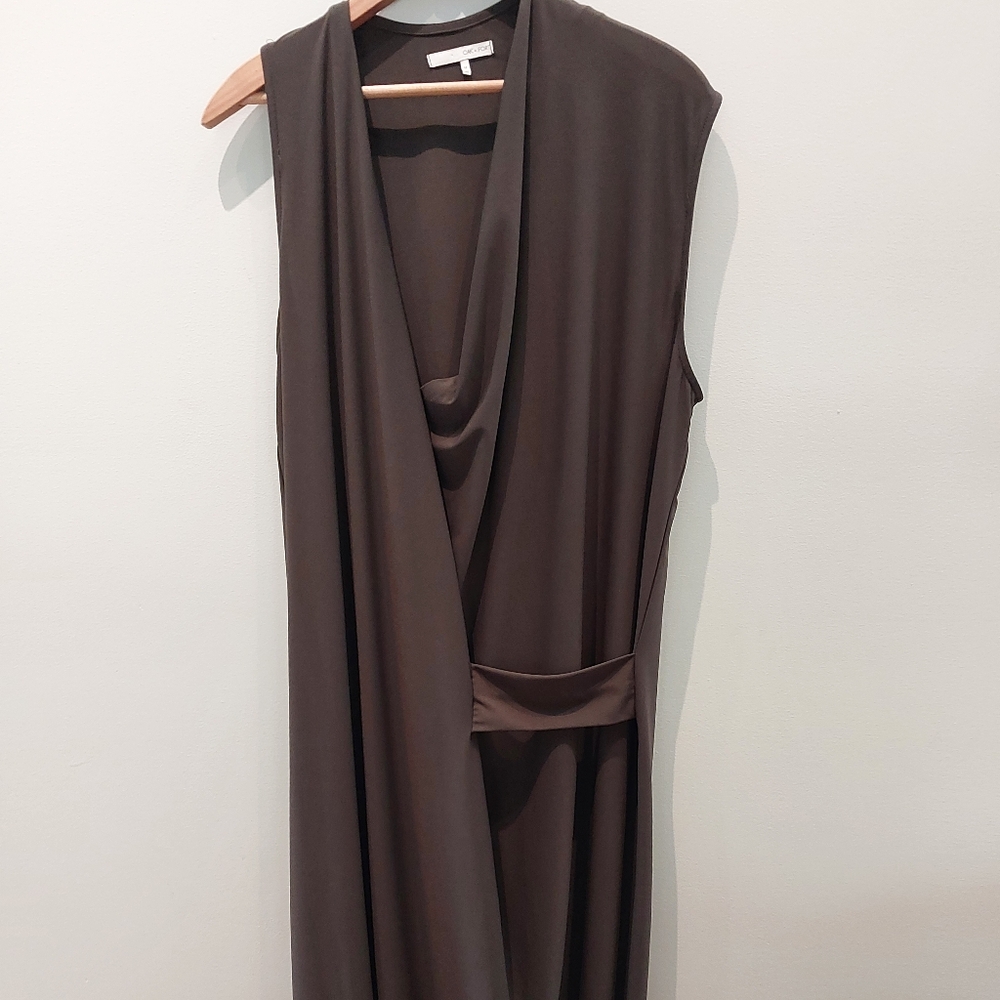 Oak + Fort, Olive Draped midi dress, M
